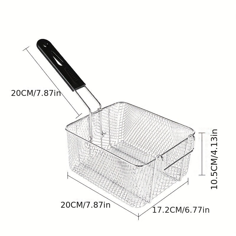 Cesto de Fritura Multifuncional em Aço Inoxidável com Pega Dobrável