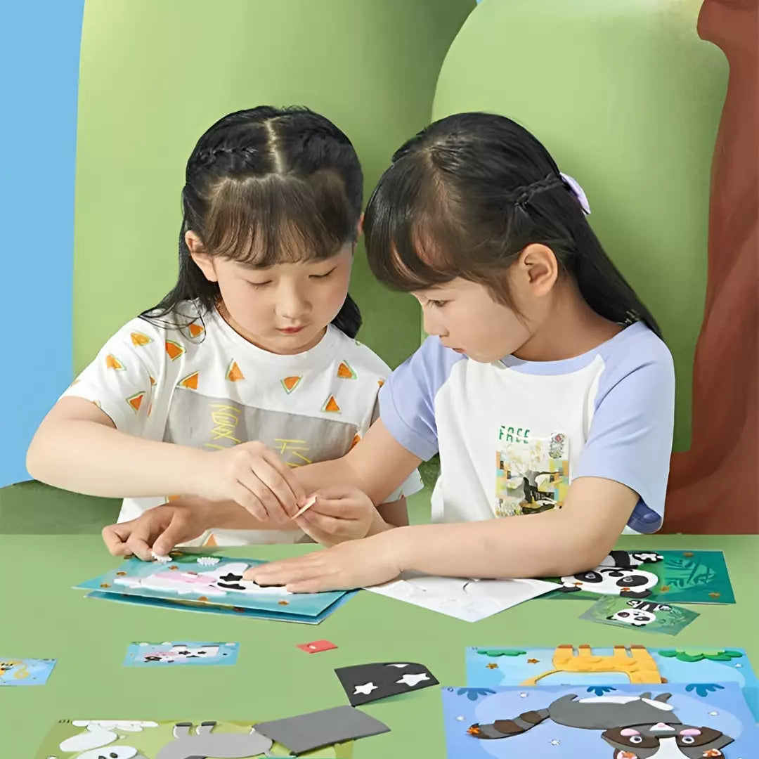 Kit com 12 Quebra-Cabeças Paper Zoo de Adesivos 3D - Educativo