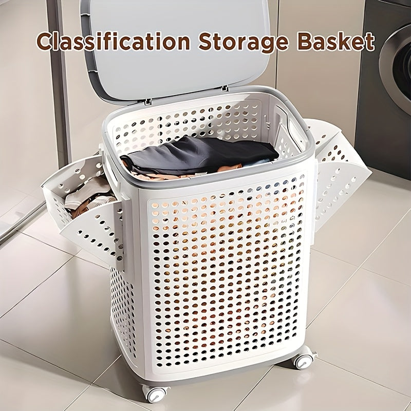 Cesto Organizador Multiuso com Rodas 70L – Estrutura Dobrável e Ventilada