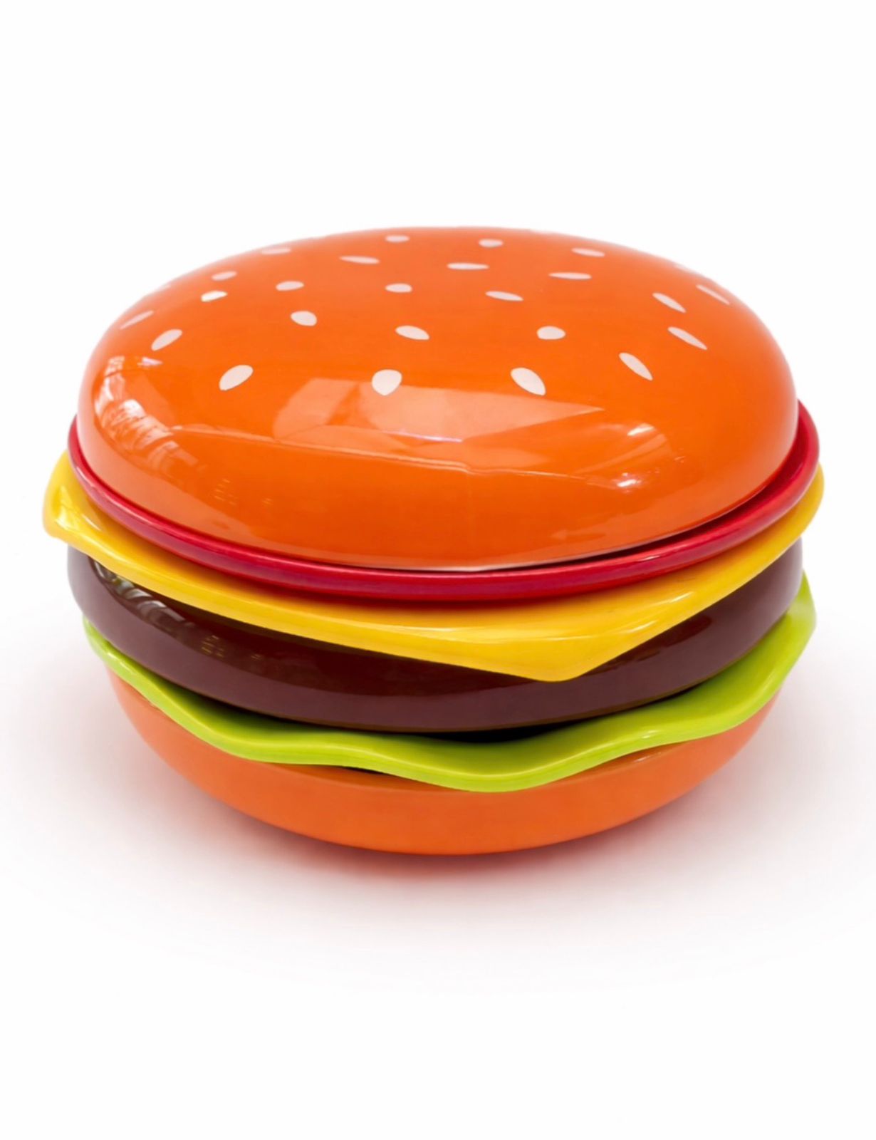 Conjunto de Pratinhos Coloridos em Cerâmica Hambúrguer