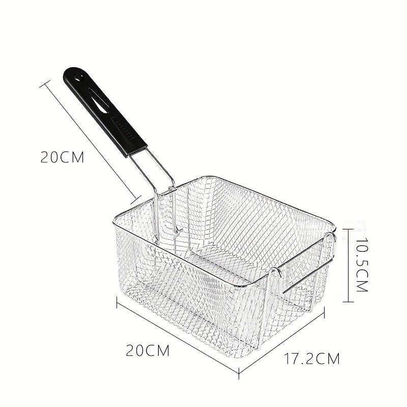 Cesto de Fritura Multifuncional em Aço Inoxidável com Pega Dobrável