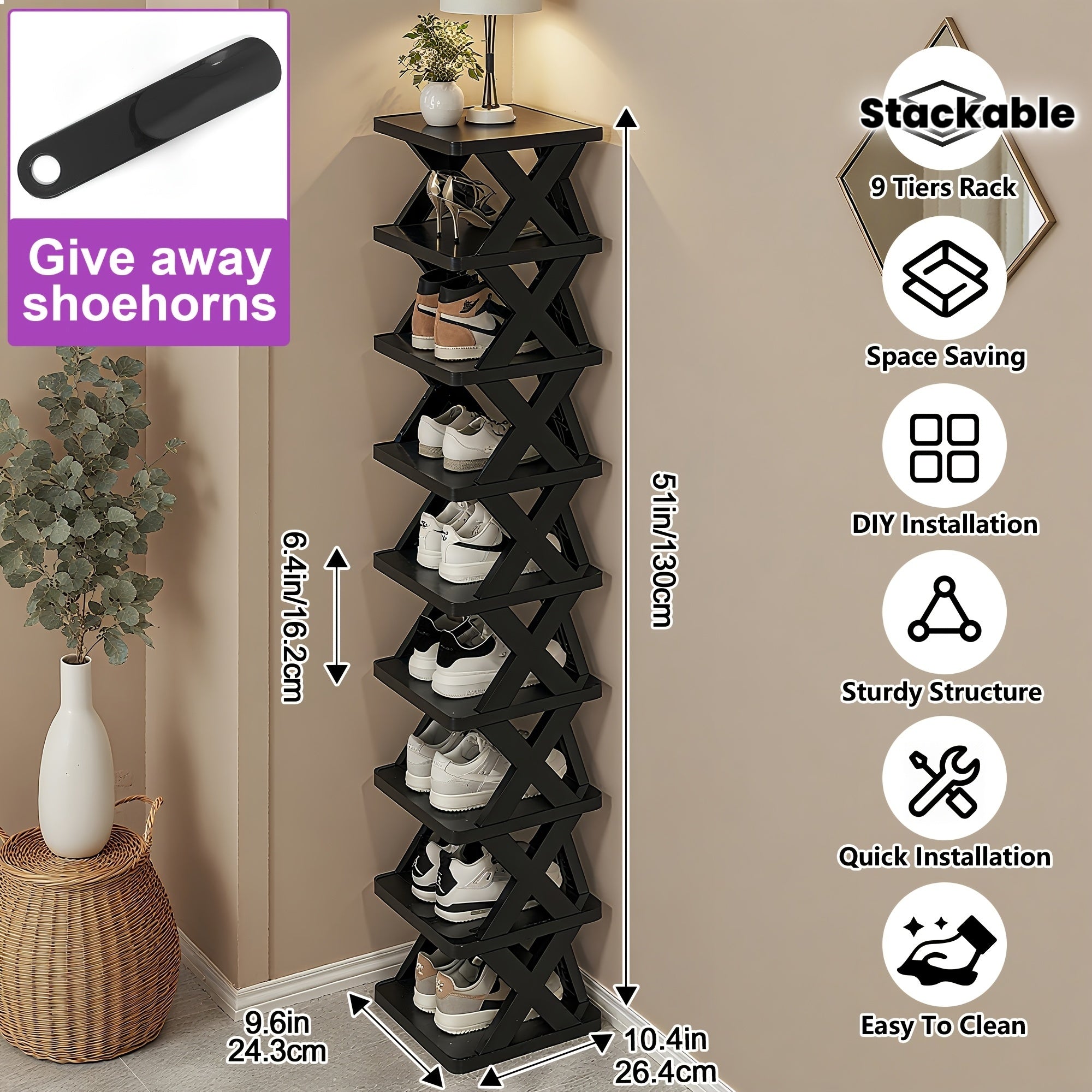 Organizador Vertical de Sapatos com 96 Níveis – Economia Máxima de Espaço