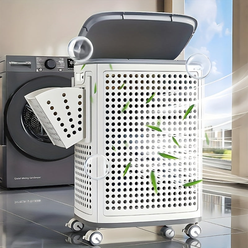 Cesto Organizador Multiuso com Rodas 70L – Estrutura Dobrável e Ventilada