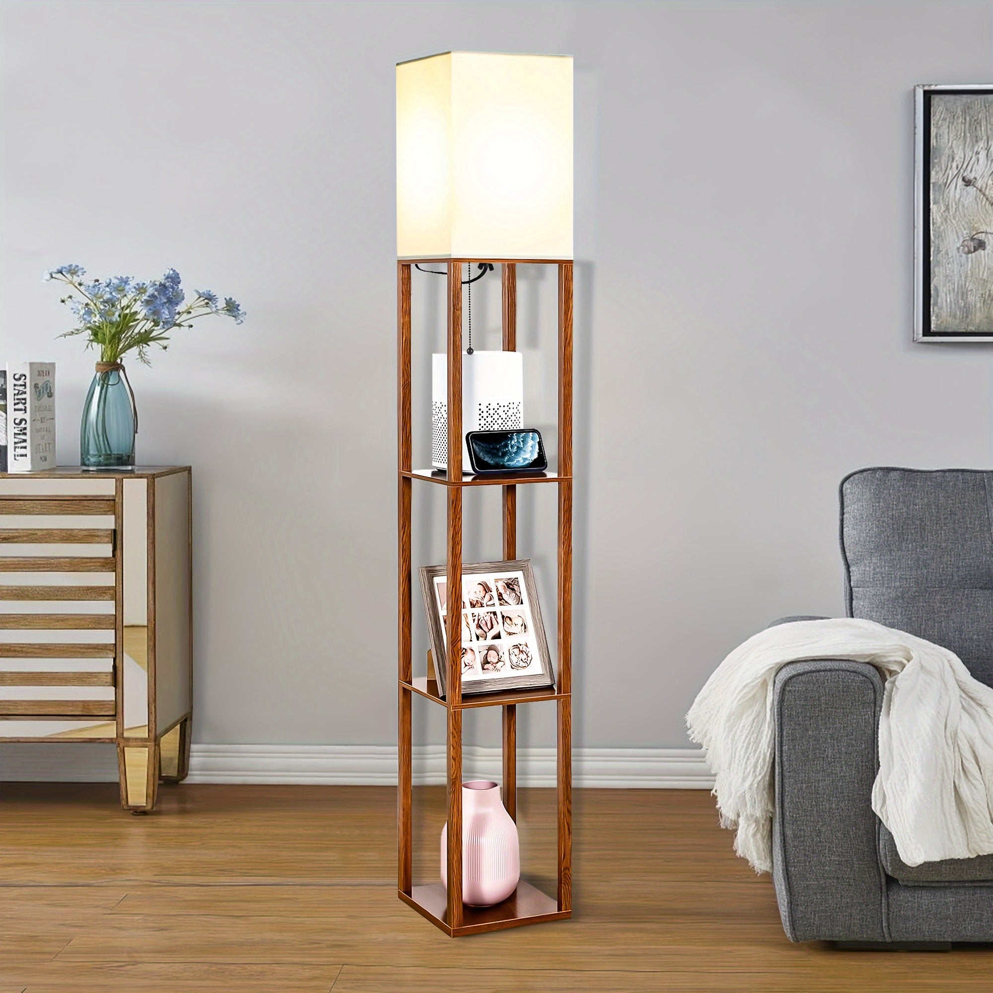 Luminária de Chão  com Prateleira